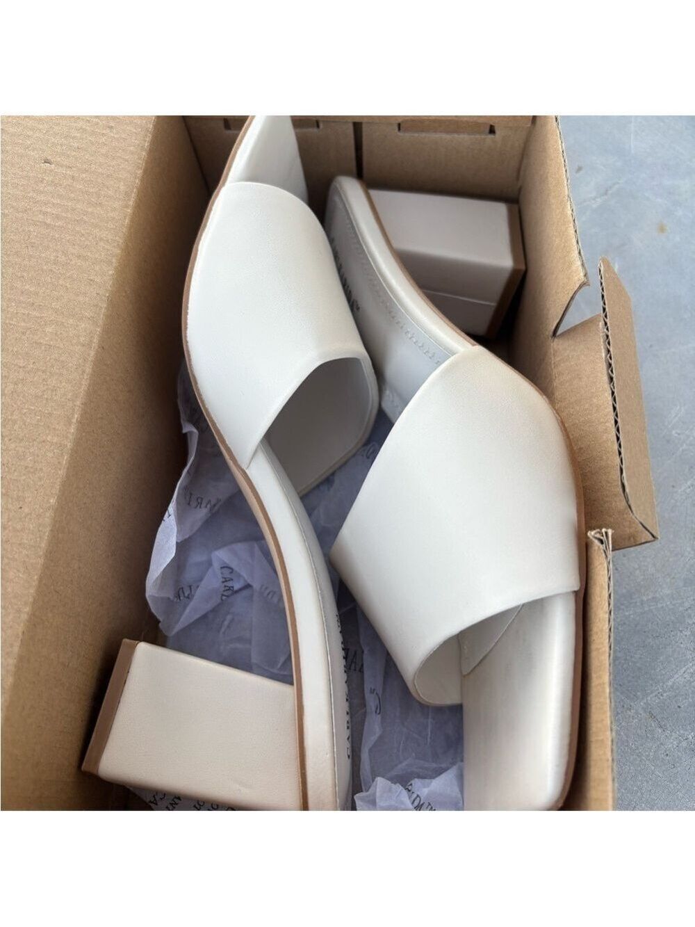 Carlkarida Women Square Toe Heeled Mules Sandals Size 10